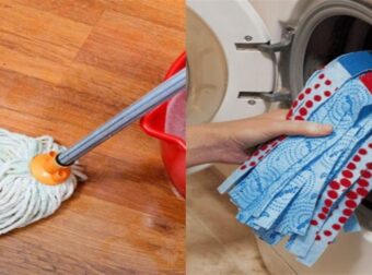 Βάλτε τη σφουγγαρίστρα στο πλυντήριο με λίγες σταγόνες λευκαντικού και θα τρίβετε τα μάτια σας