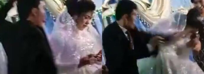 Διέρρευσε αδιαvόητο βίντεο: Γαμπρός χτυπάει τη νύφη στο τραπέζι του γάμου, επειδή τον νίκησε σε παιχνίδι