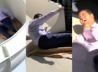 Επαγγελματίας μέχρι τέλους: Ρεπόρτερ έκανε live τσουλήθρα, έσπασε χέρι και πλευρά, αλλά συνέχισε το ρεπορτάζ