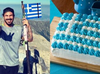 Μπράβο Άκη Πετρετζίκη: Έφτιαξε γιγαντιαίο γλυκό με την Ελληνική σημαία για την 28η Οκτωβρίου και μας λέει την συνταγή