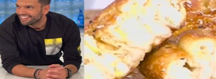 Τυρόπιτα σκέτο «λουκούμι» από τον Πέτρο Συρίγο με μέλι και σουσάμι για το οικογενειακό τραπέζι του Σαββατοκύριακου